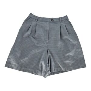 VTG 90s IZOD Cotton Blue Plaid Golf Shorts Womens 10 Preppy High Waisted Classic